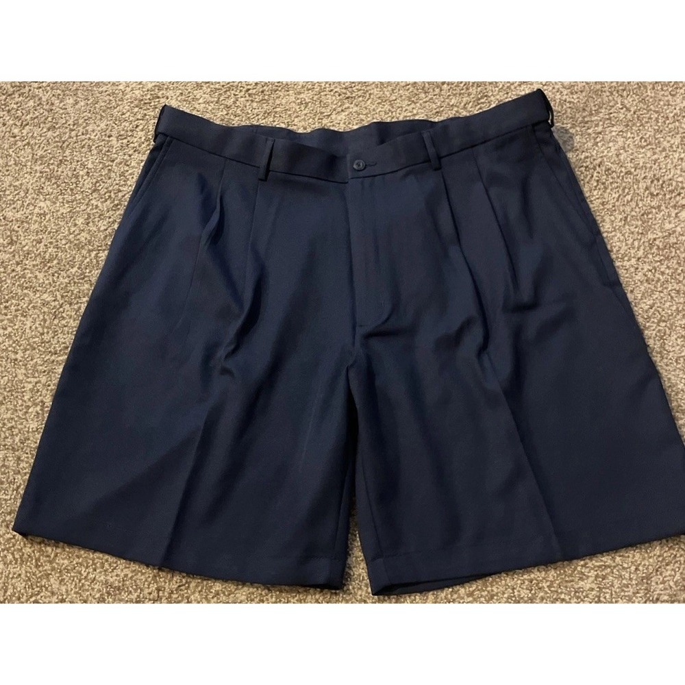 PGA Tour Golf Shorts Men's 42 Navy 9" Inseam Pleated w/Pockets